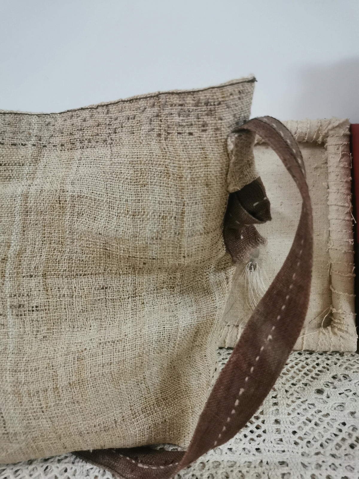 Borsa a Spalla e a Tracolla in Lino Naturale Fatta a Mano
