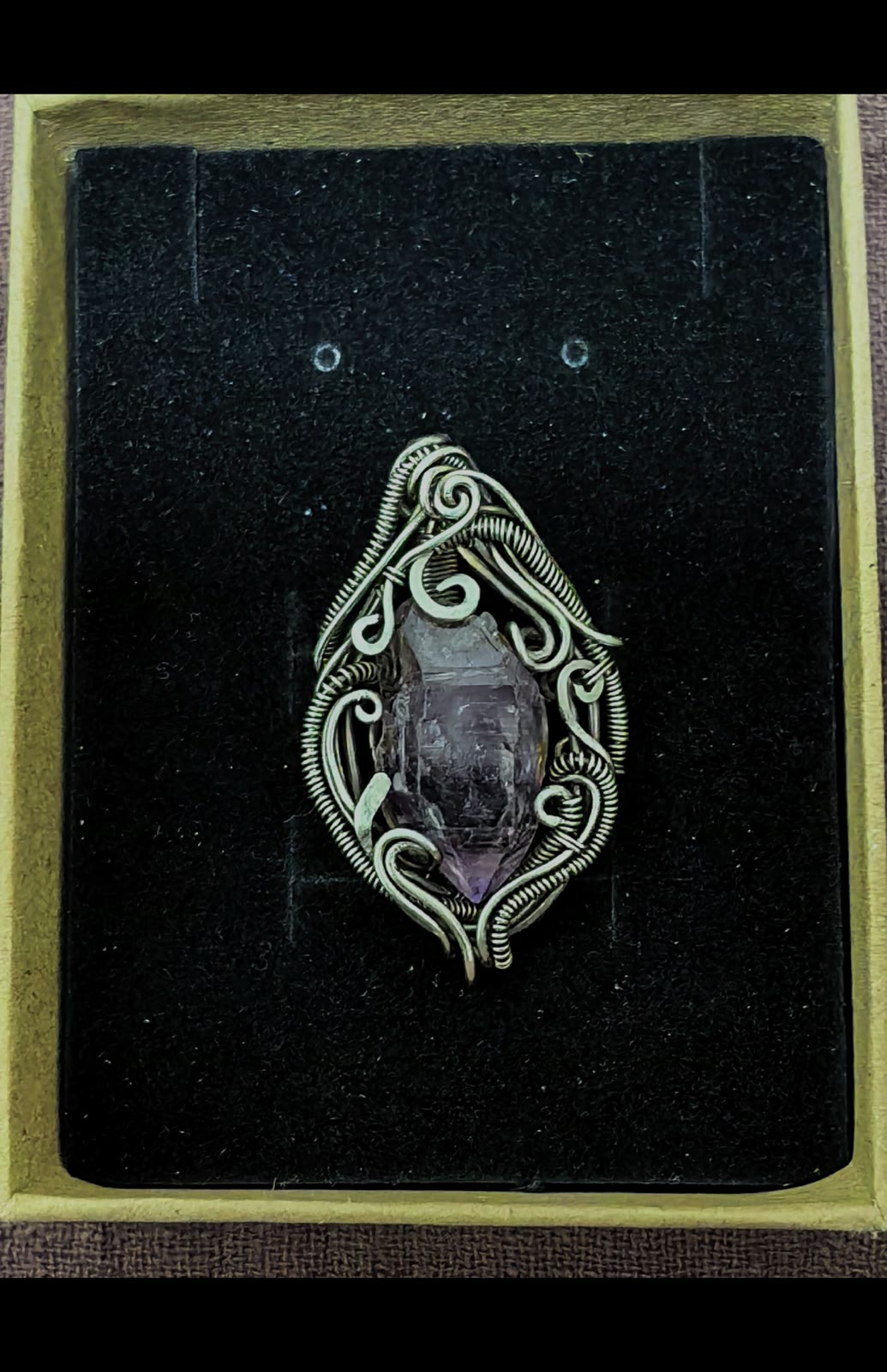 Pendentif en Cristal Super Seven Fil de Cuivre Blanc Torsadé
