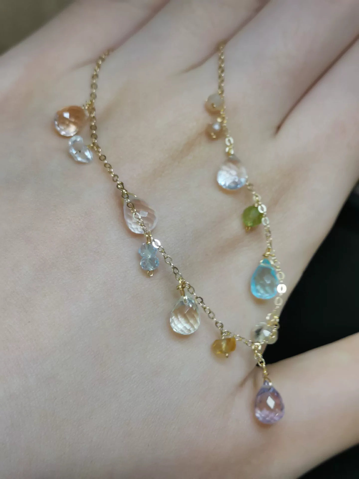 Natürliches Edelstein-Armband, 14k Goldgefüllt