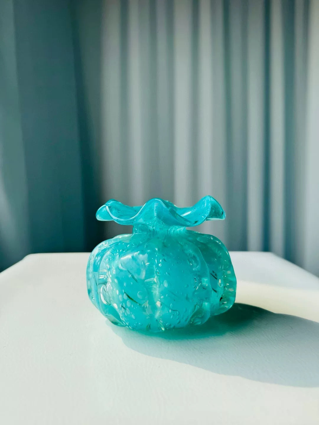 Turquoise Glass Decorative Vase 10cm Tall
