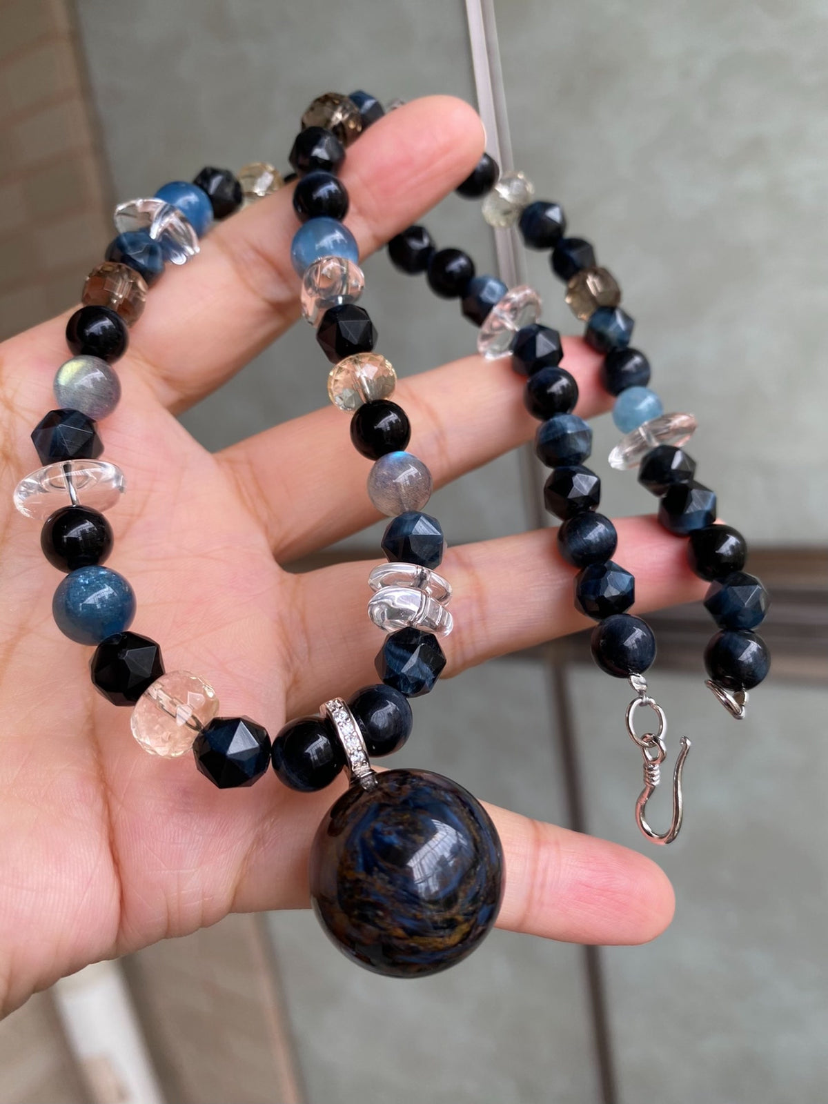Pietersite Pendant Gemstone Beaded Necklace