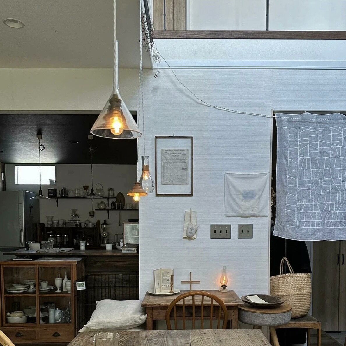 Brass Funnel Pendant Light Glass Shade