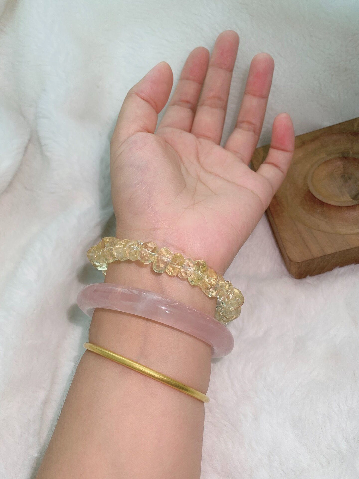Citrine Beaded Bracelet with Rutilated Quartz