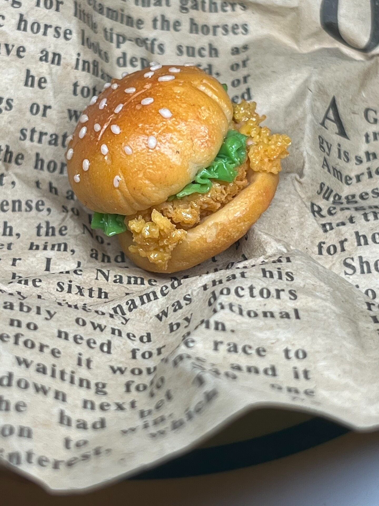Miniature Fried Chicken Burger Prop