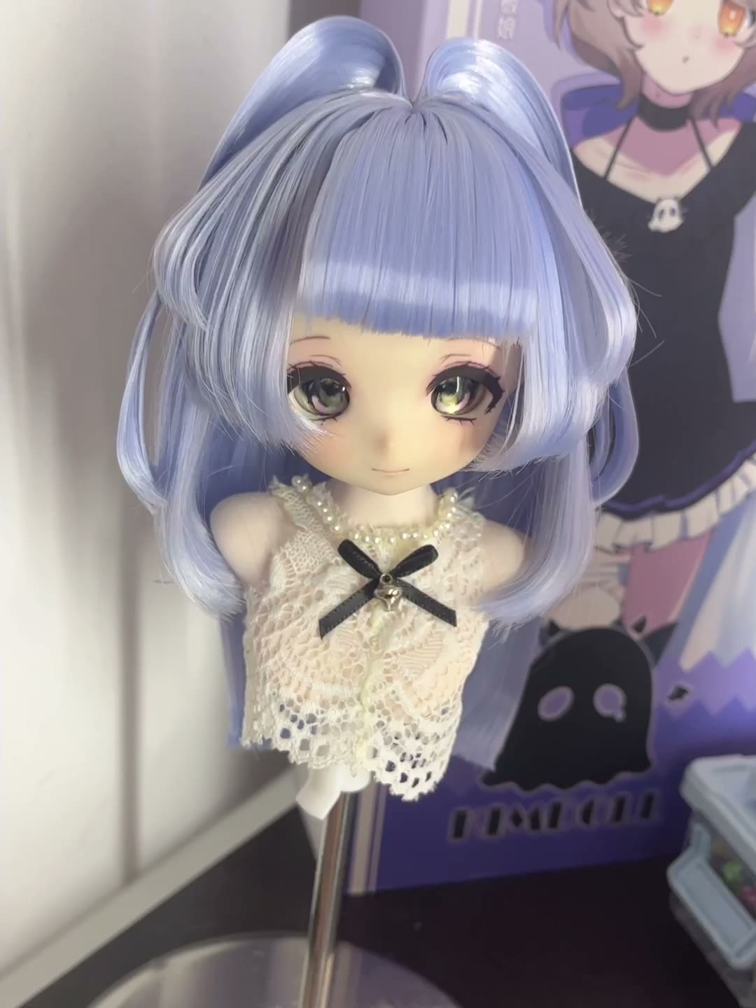 Synthetic Doll Wig Periwinkle Twin Tail Style