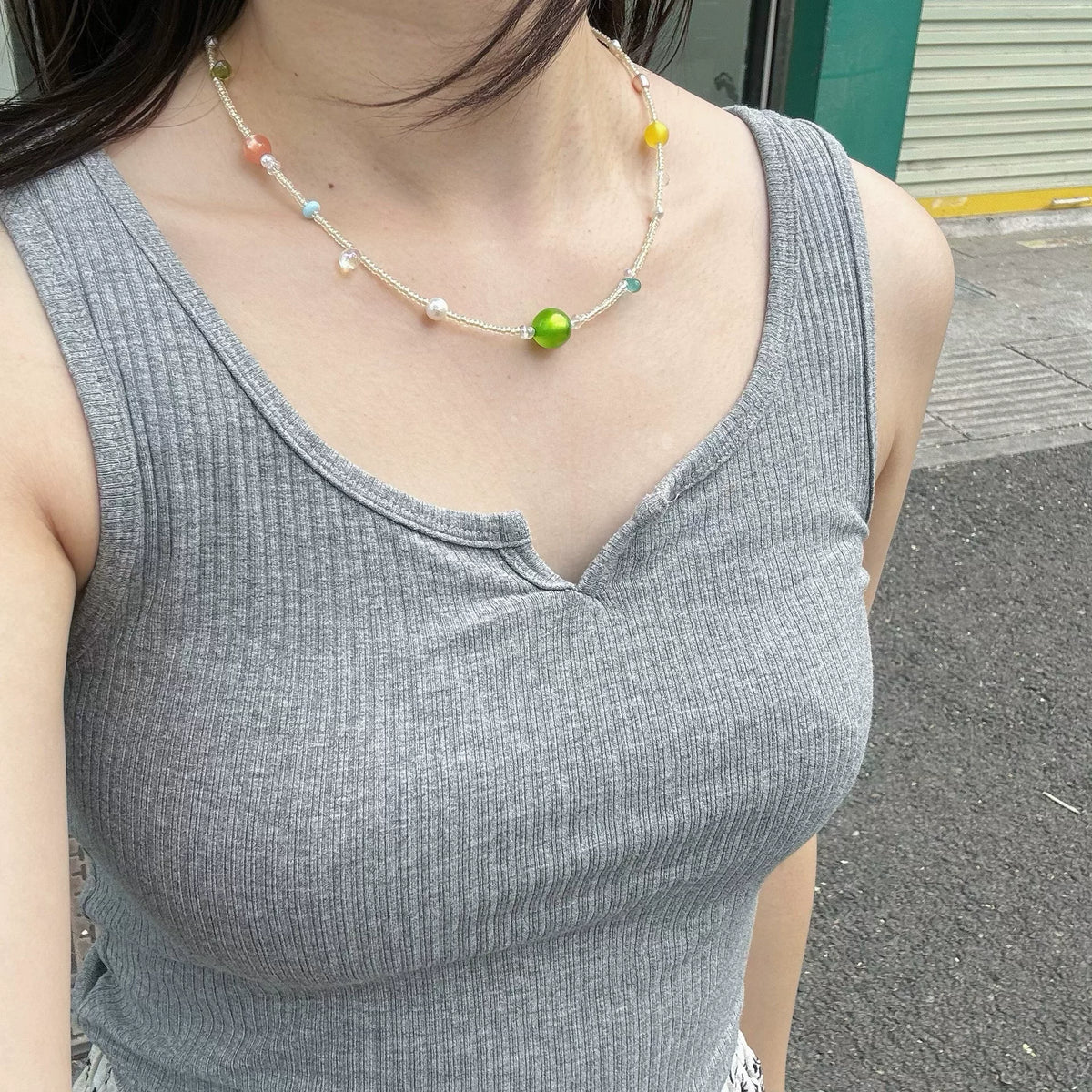 Candyfarbener Perlenchoker-Halskette