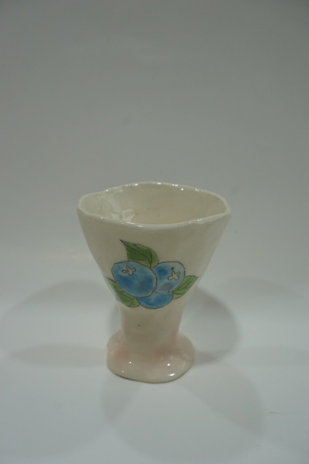 Handcrafted Ceramic Wine Cup with Blueberry Design