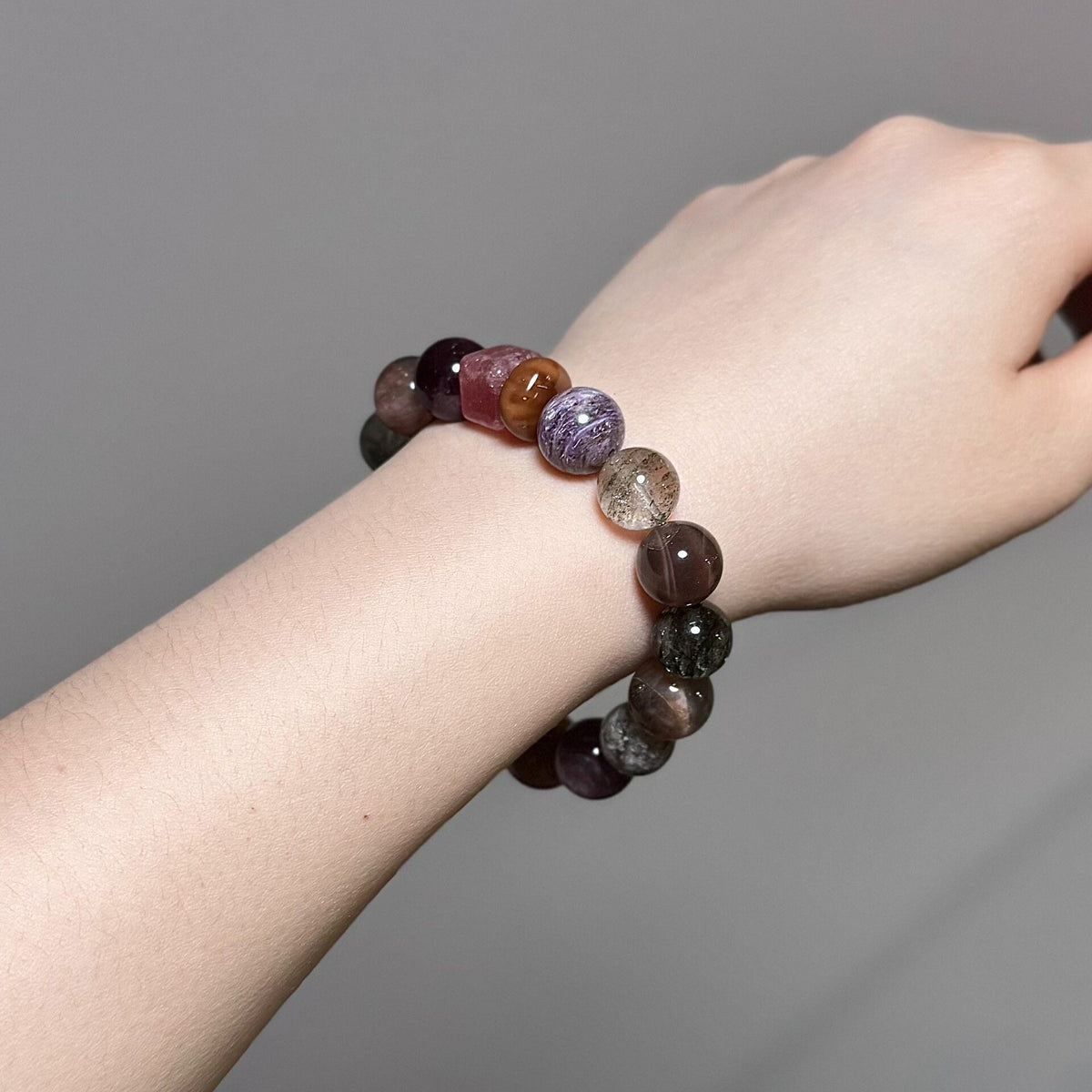 Black Gold Skeleton Quartz Gemstone Bracelet