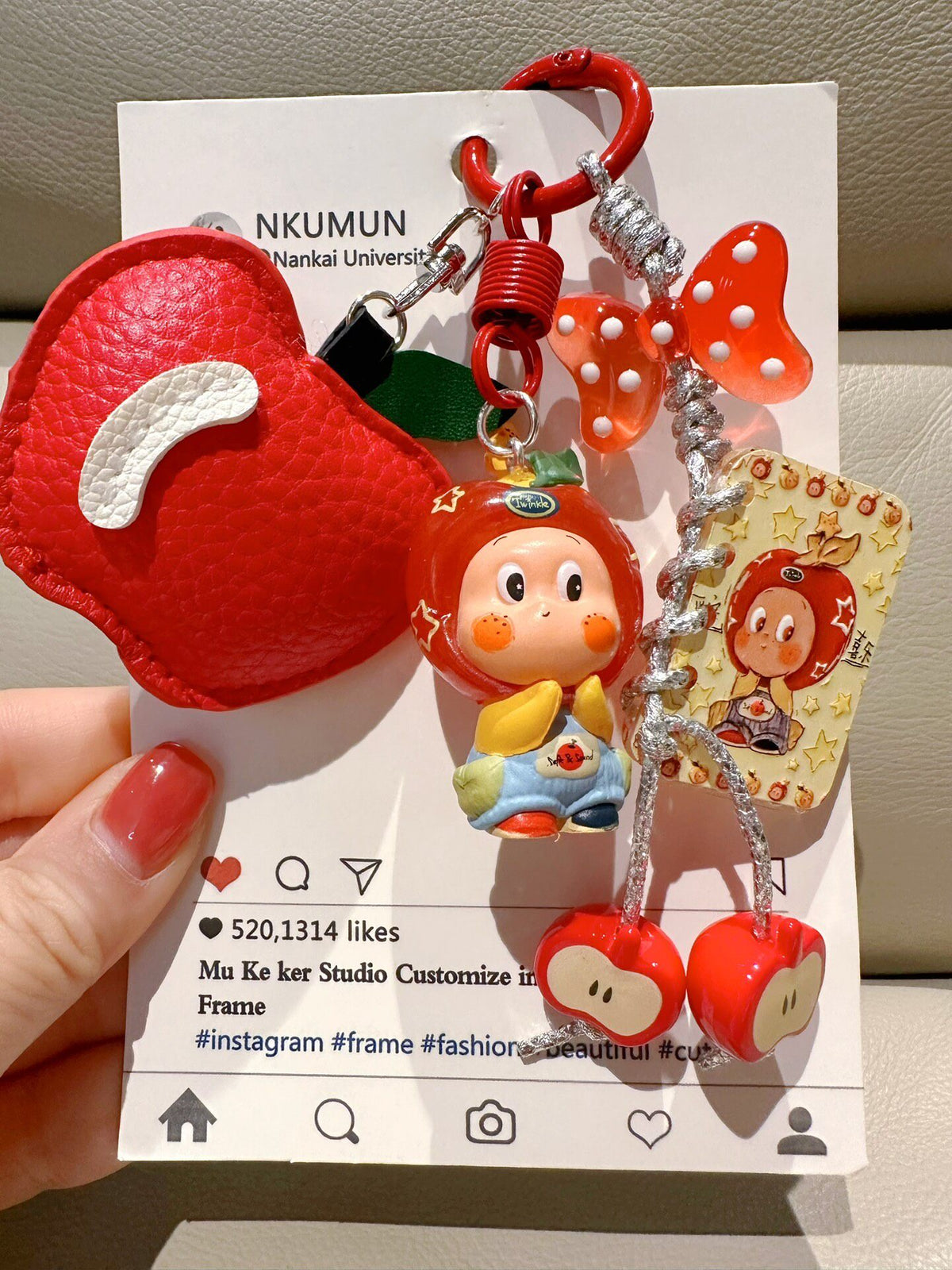 Apple Star Phone Strap Keychain Charm