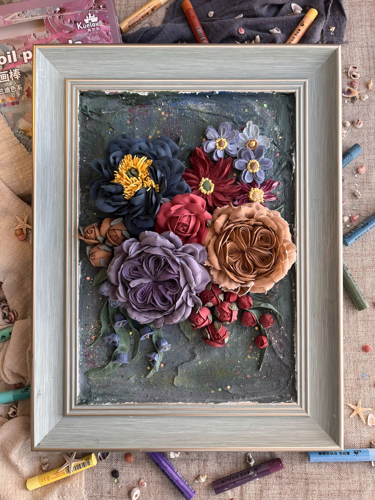 Clay Floral Art Framed Wall Decor