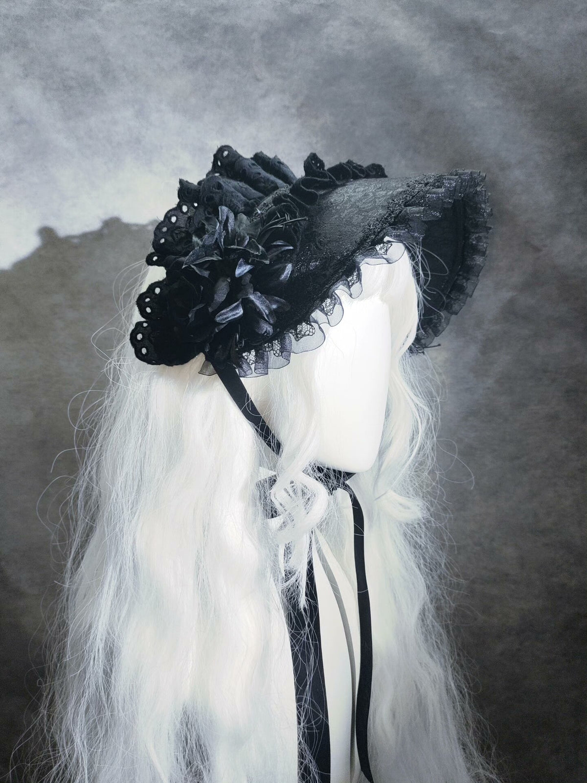 Gothic Lolita Black Bonnet Hat