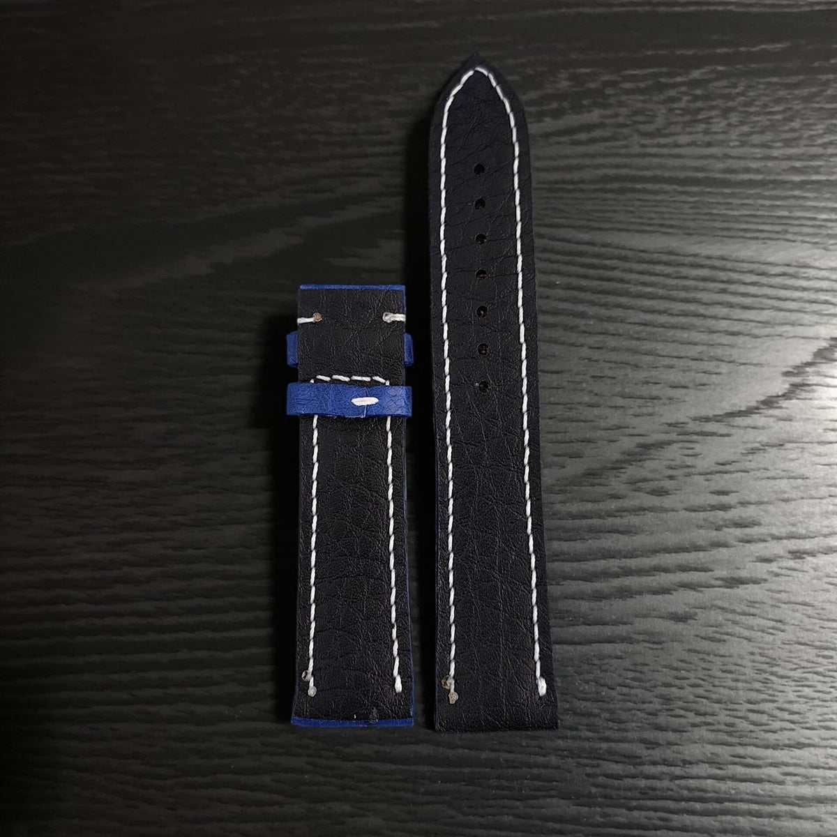 Handcrafted Blue Ostrich Leg Leather Watch Strap