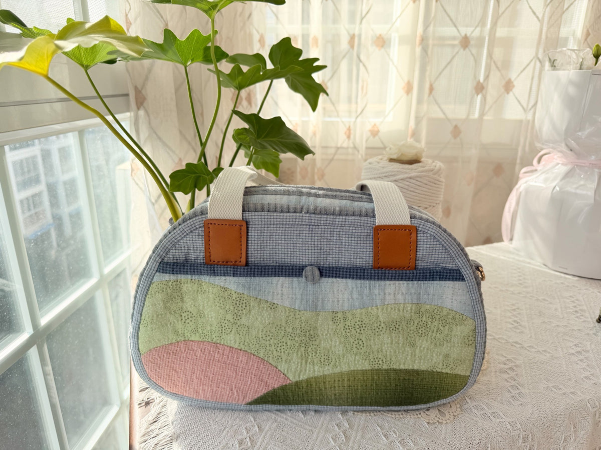 Oversized Boston Handtasche doppelseitig Patchwork