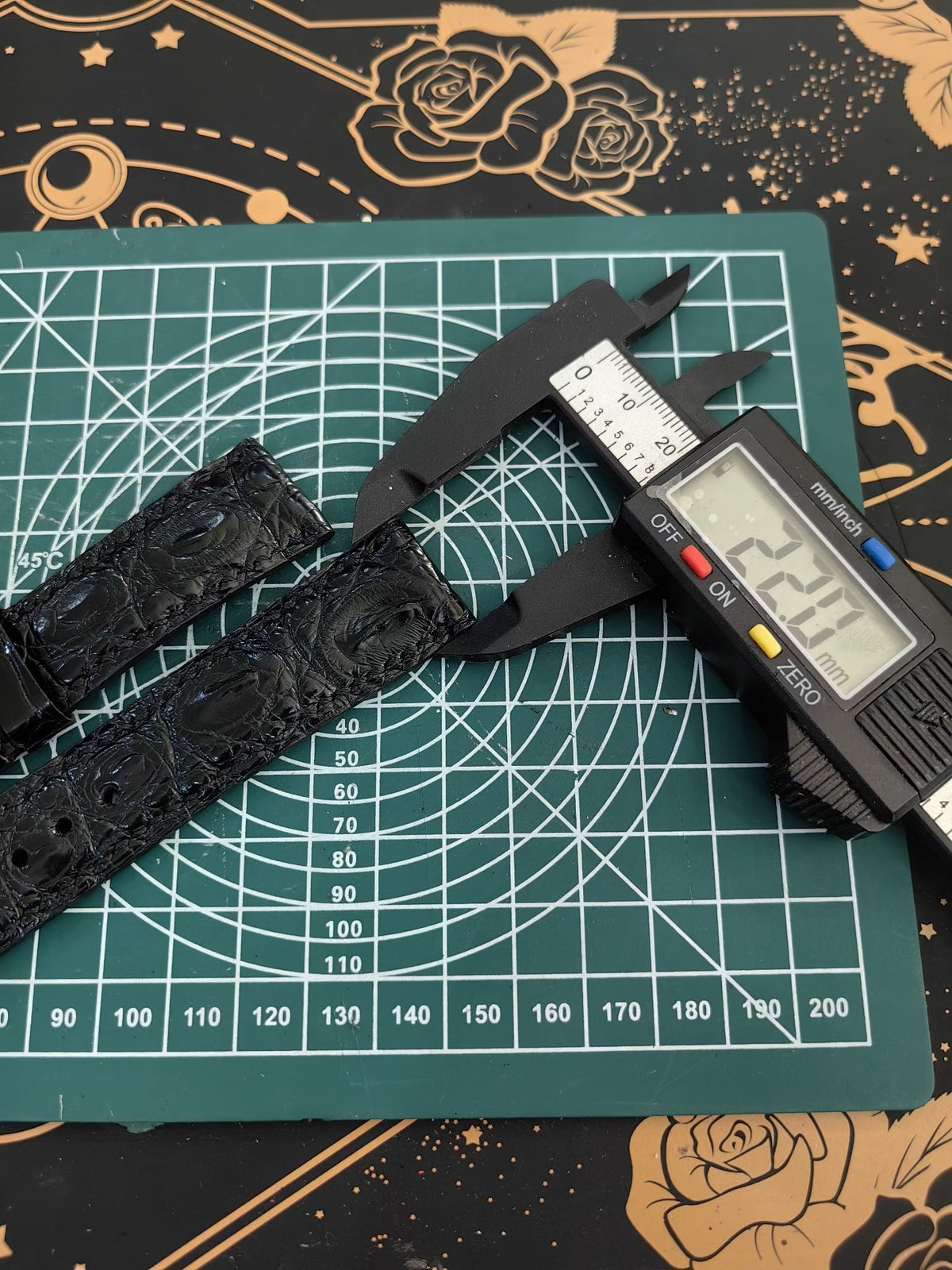 Handcrafted Black Crocodile Leather Watch Strap
