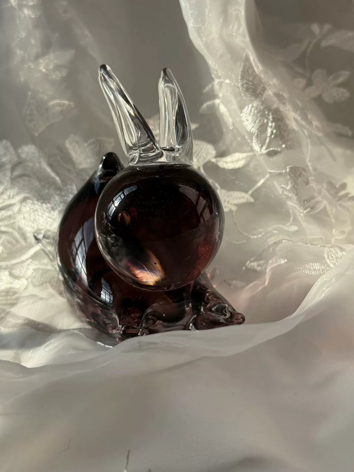 Vintage Purple Glass Rabbit Figurine