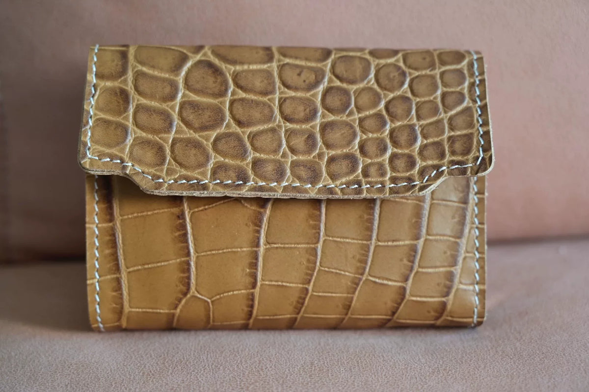 Brown Crocodile Embossed Leather Ring Binder Cover