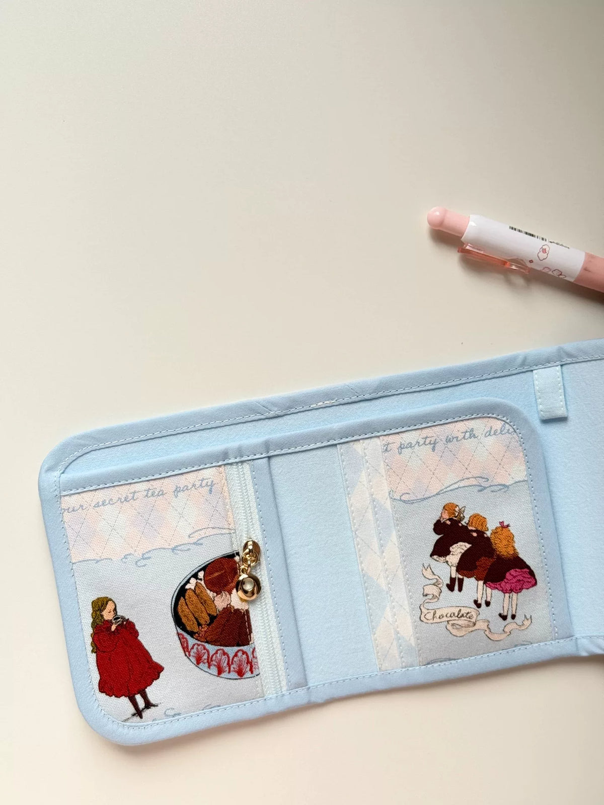 Light Blue Argyle Fabric Wallet