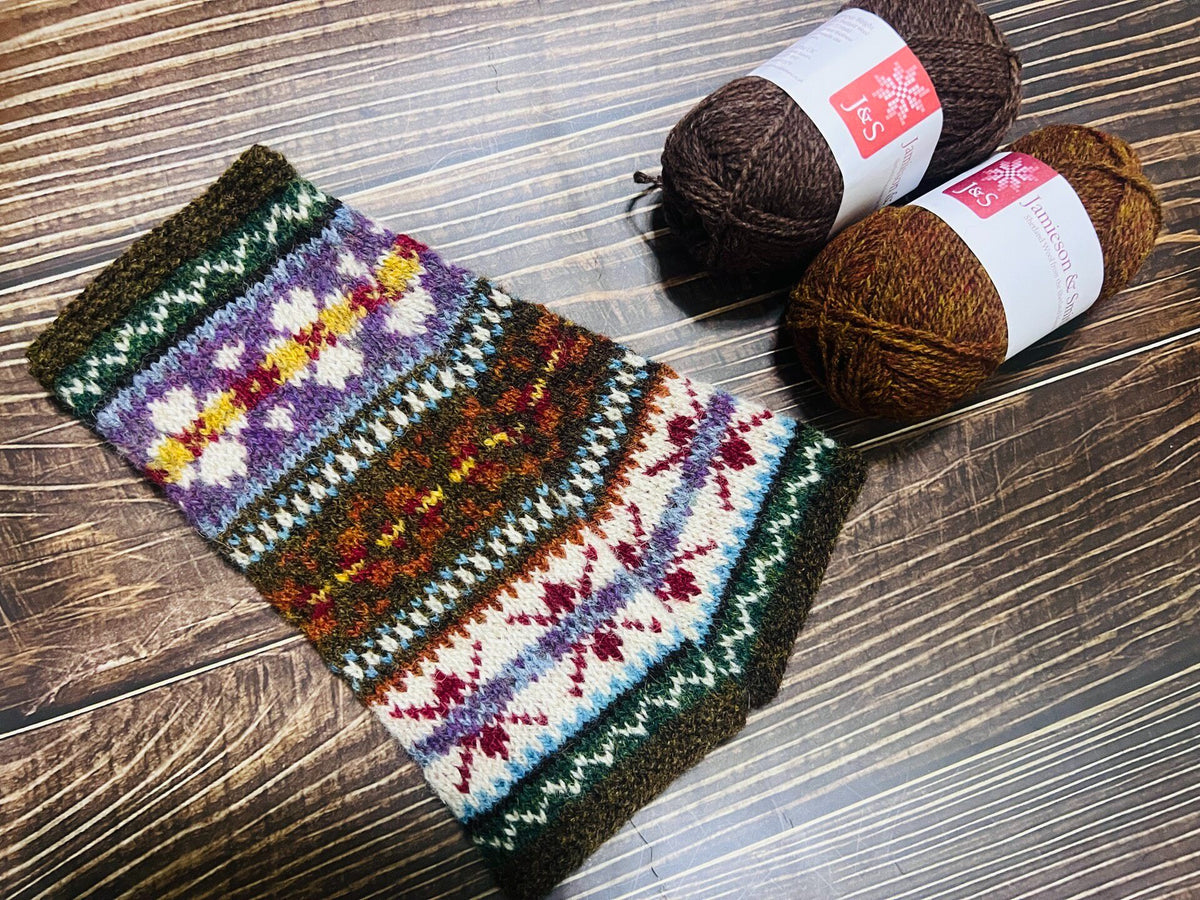 Hand Knitted Shetland Wool Fair Isle Gloves