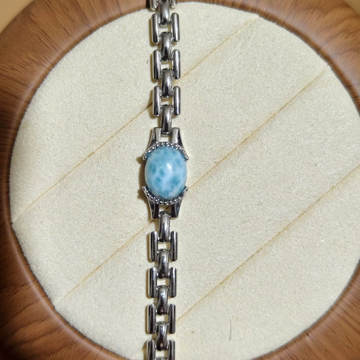 Semi Silver Larimar Chain Bracelet