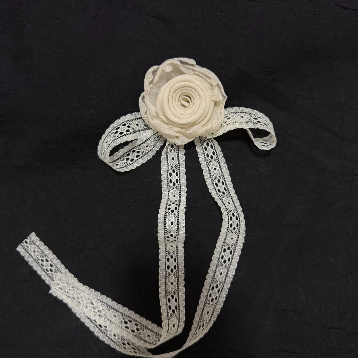 Handcrafted Rose Brooch Hair Clip Lace