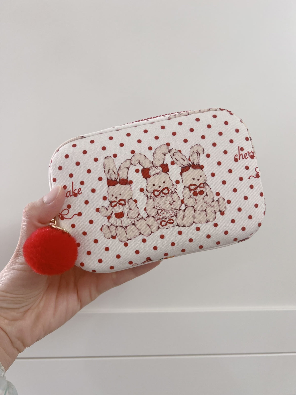スクエア うさぎ柄 布製収納ポーチ