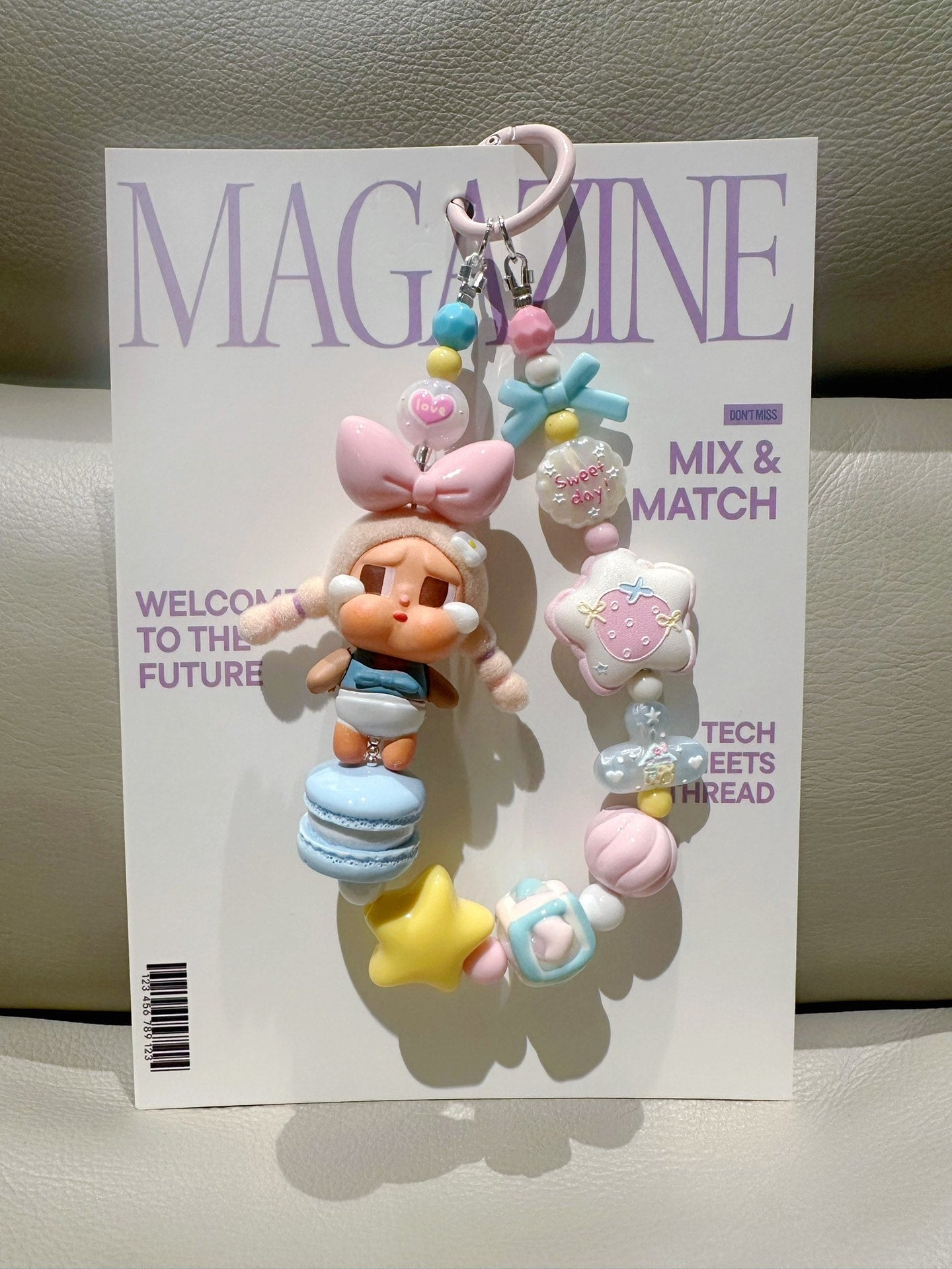 Pop Mart Beach Napping Crying Kid Phone Strap Bag Charm Keychain