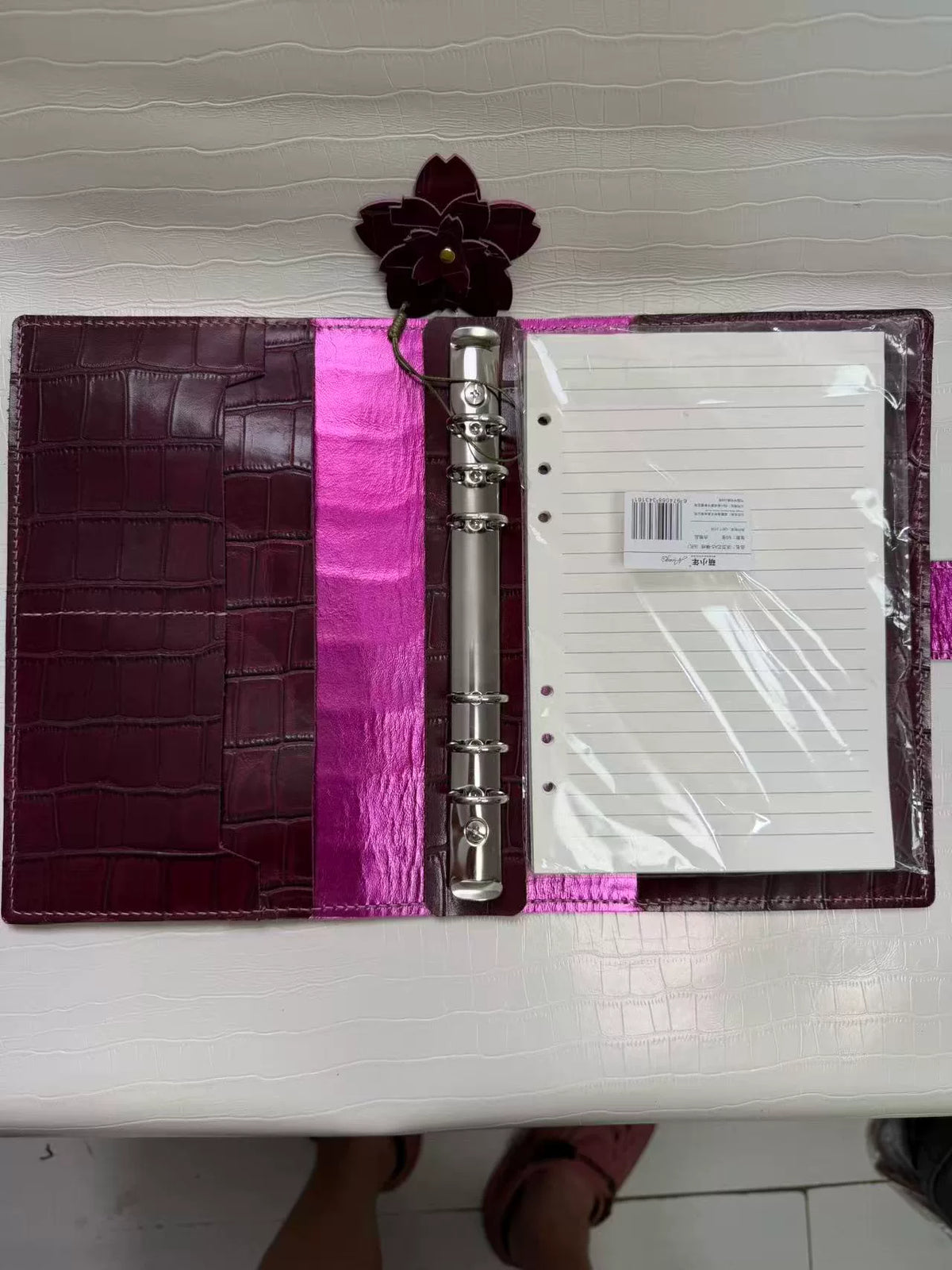 Burgundy Crocodile Embossed Leather A5 Journal Cover