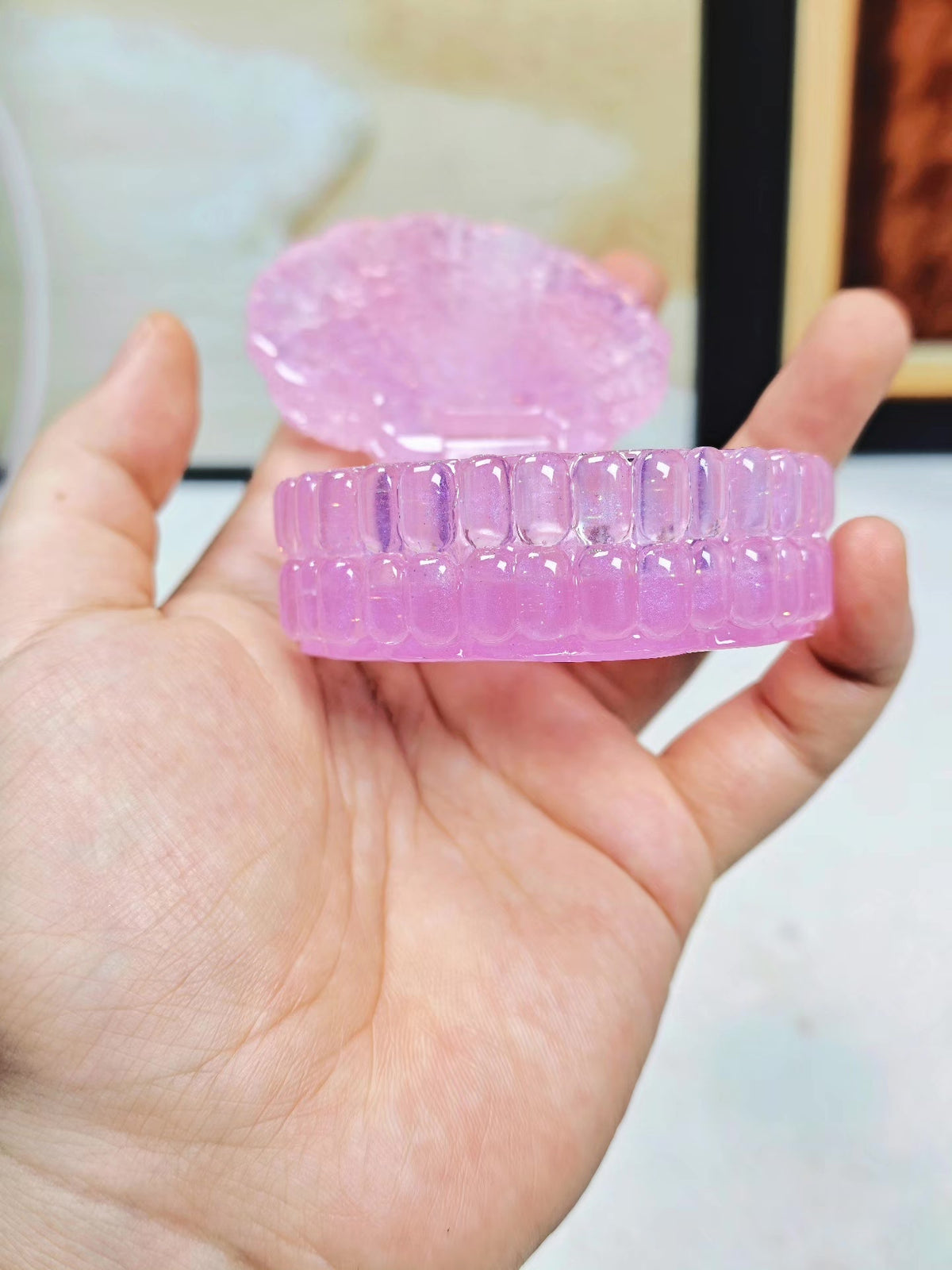 Handmade Purple Resin Shell Storage Box