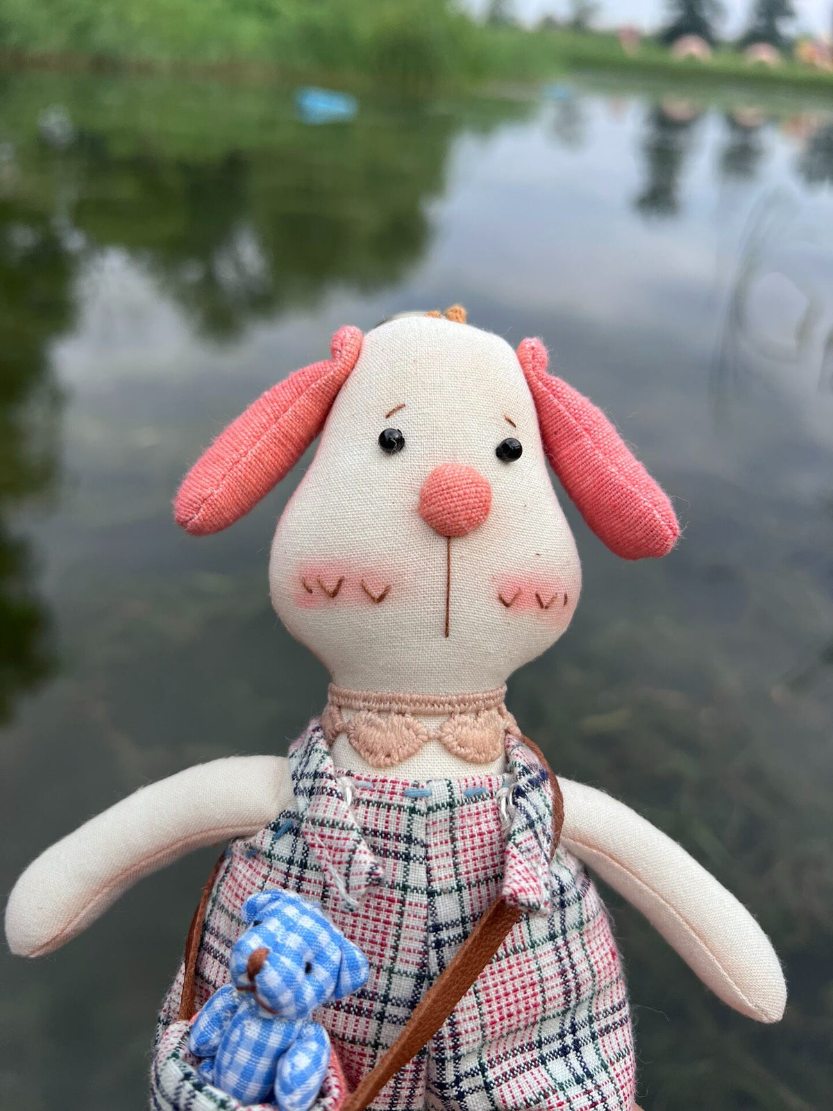 Handwoven Dog Plush Keychain Accessory