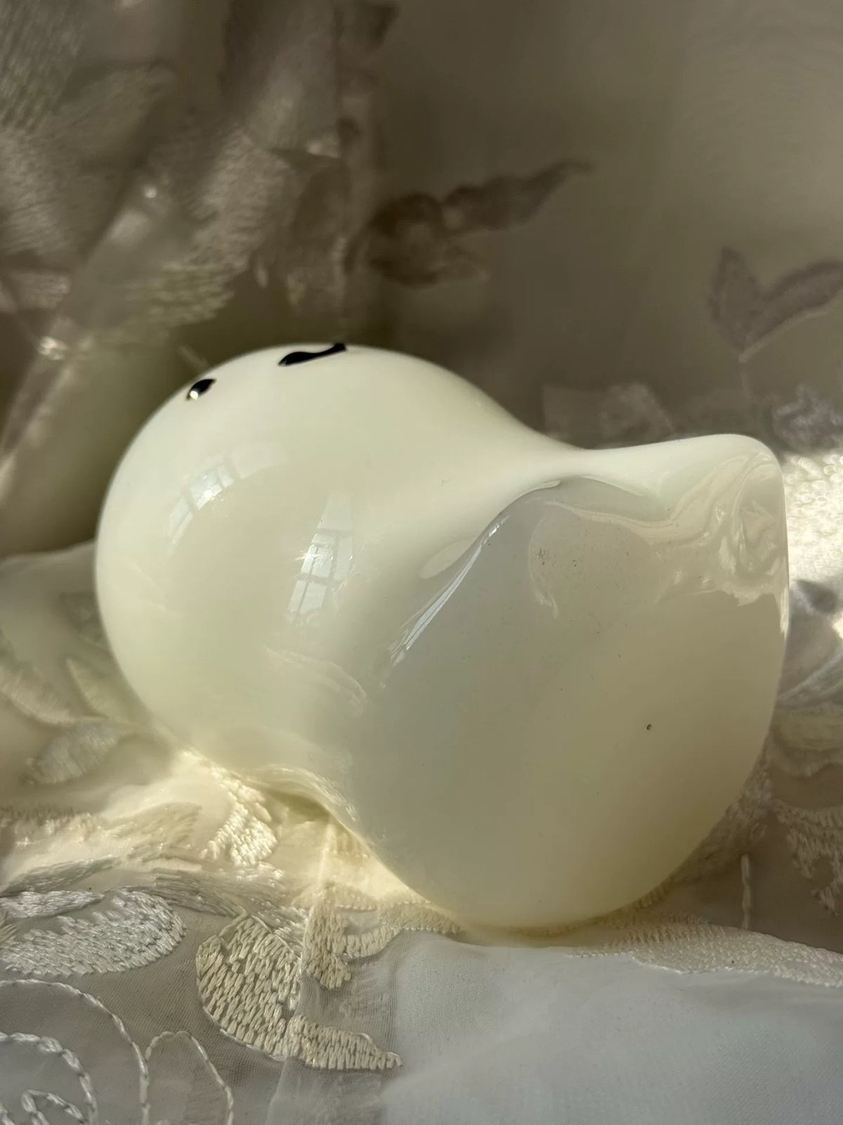 White Glass Bean Sprout Figurine