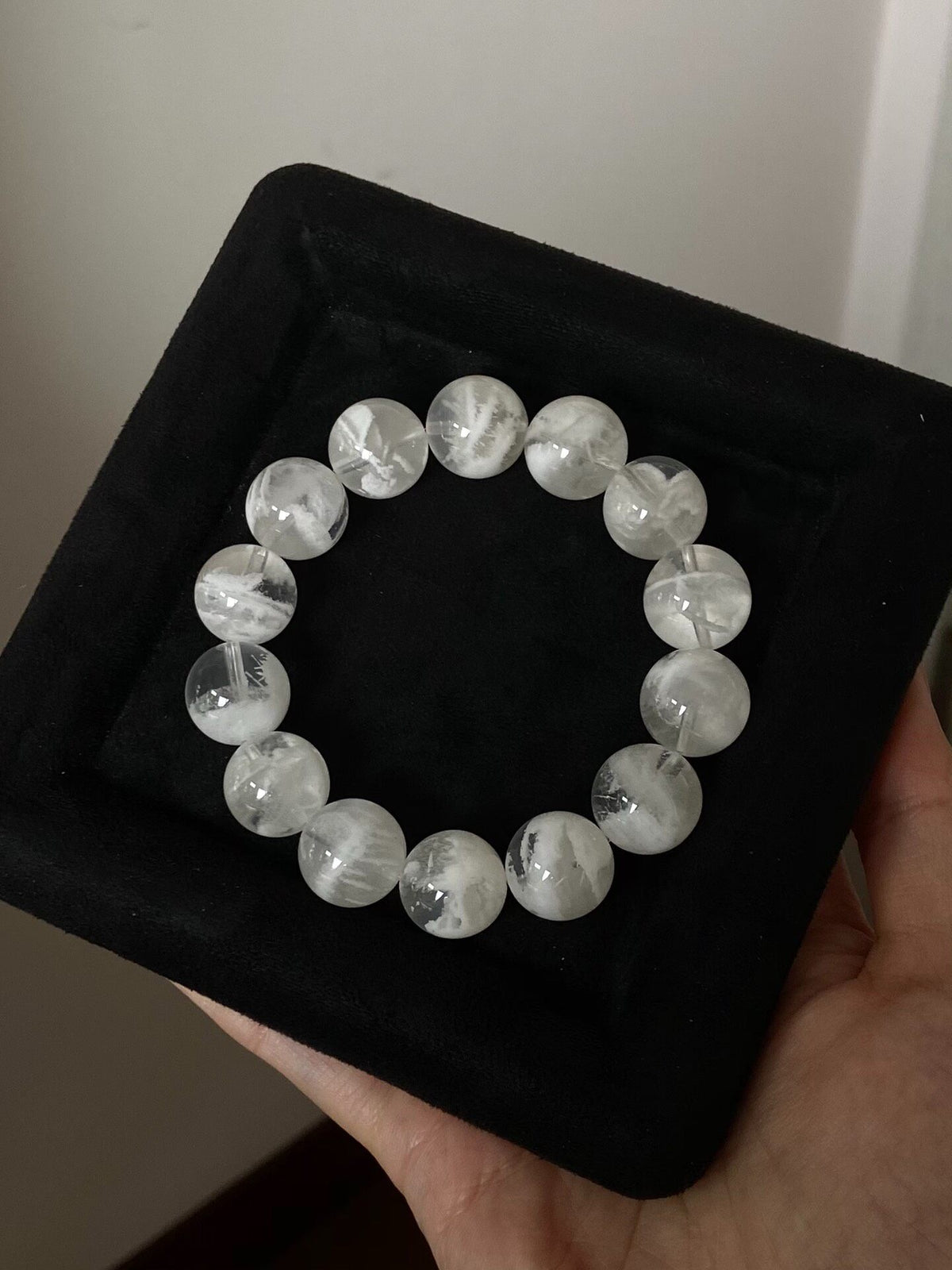 14.5mm Snowflake Phantom Quartz Beaded Bracelet