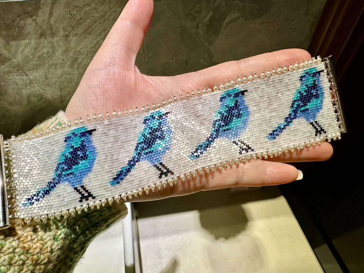 Blue Bird Beaded Wrist Chain