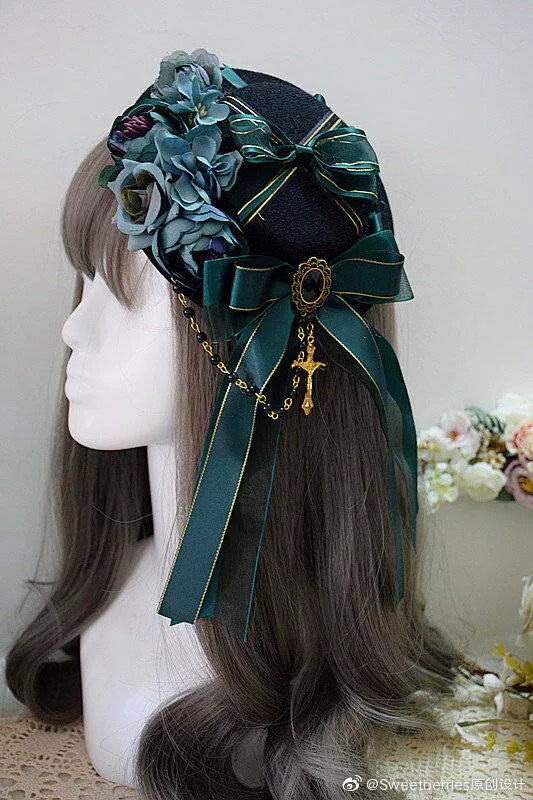 Accesorio para el pelo sombrero de copa miniatura Gothic Lolita hecho a mano
