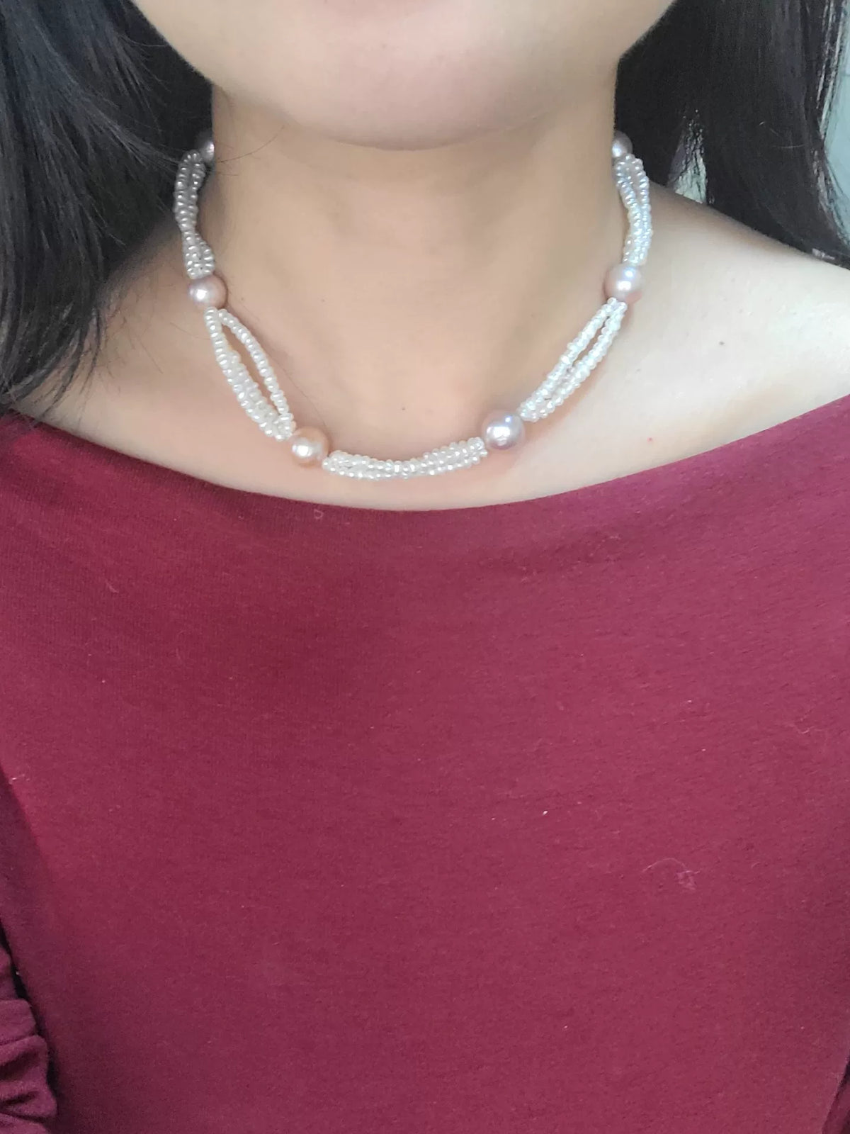Set collana e bracciale in perle d'acqua dolce
