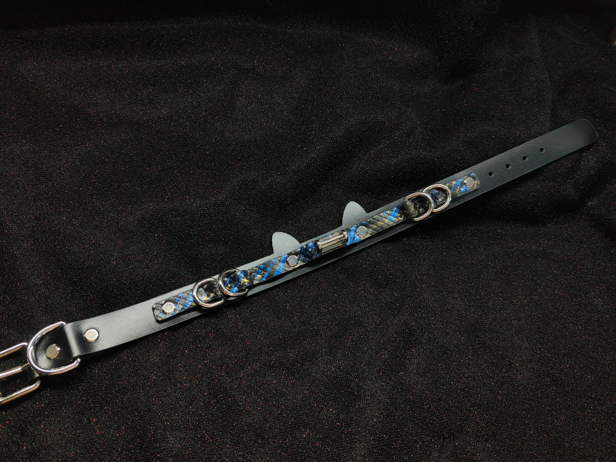 Black Leather Two Tone Pet Collar