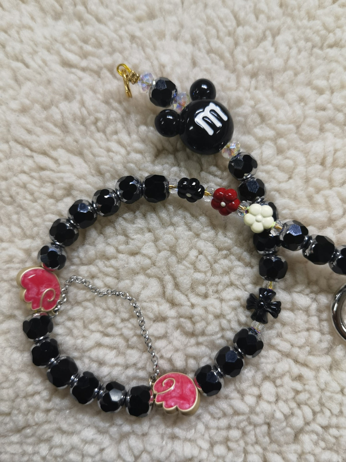 Handcrafted Black Crystal Mickey Phone Charm