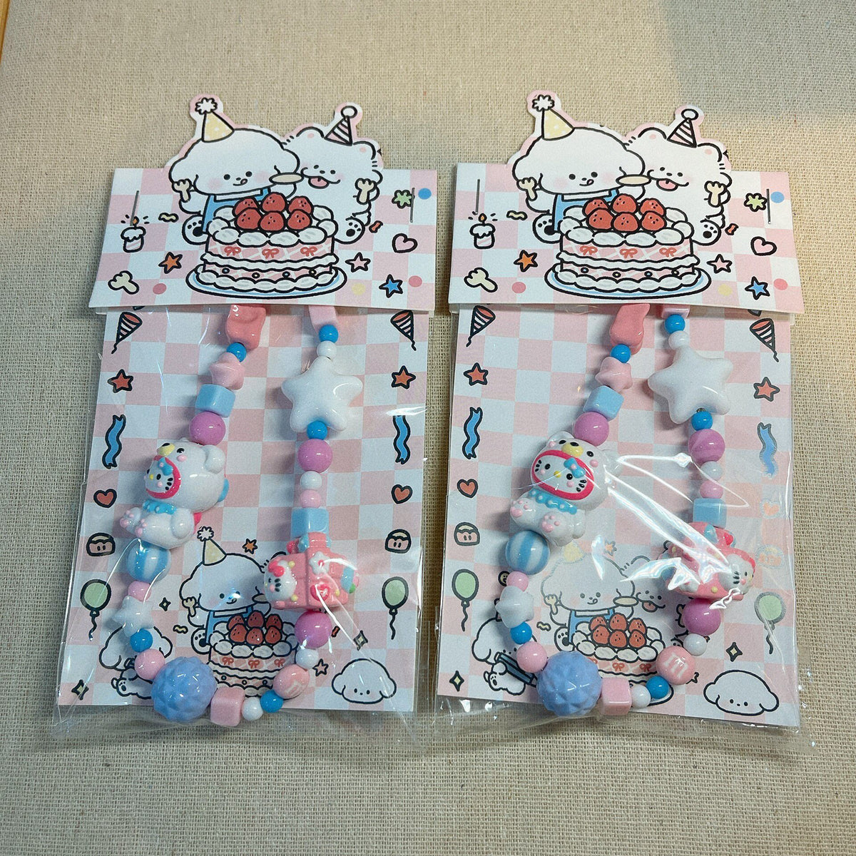 Hello Kitty Beaded Phone Strap Keychain