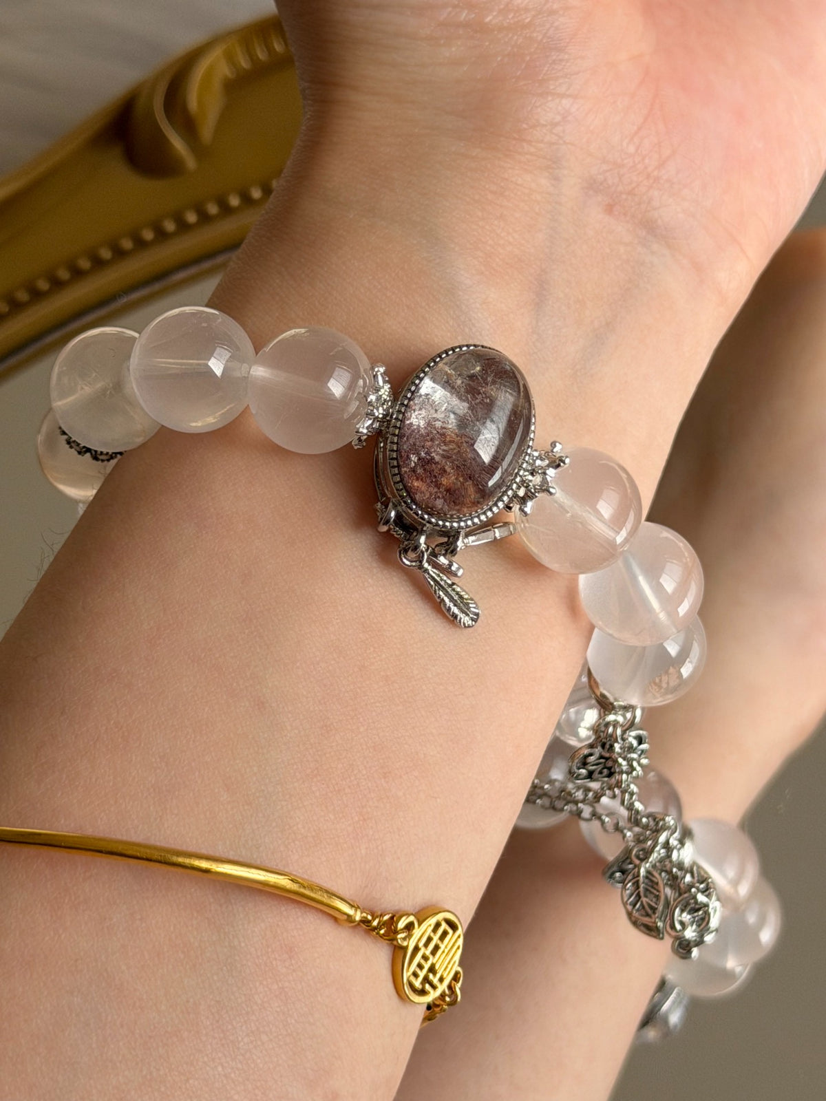 Bracelet en quartz blanc laiteux 13 mm