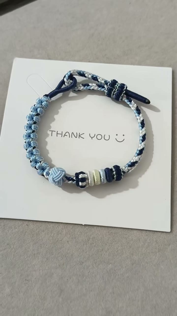Handwoven Blue White Cord Bracelet