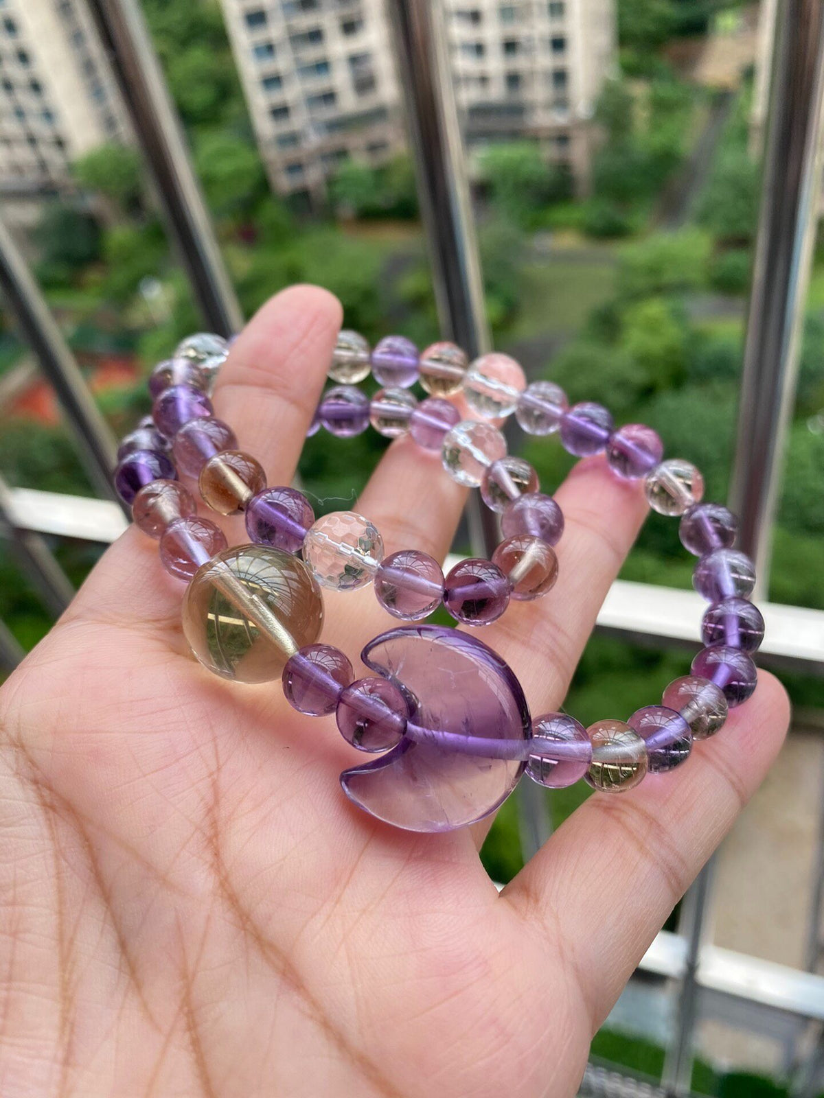 Amethyst Citrine Double Strand Crystal Bracelet