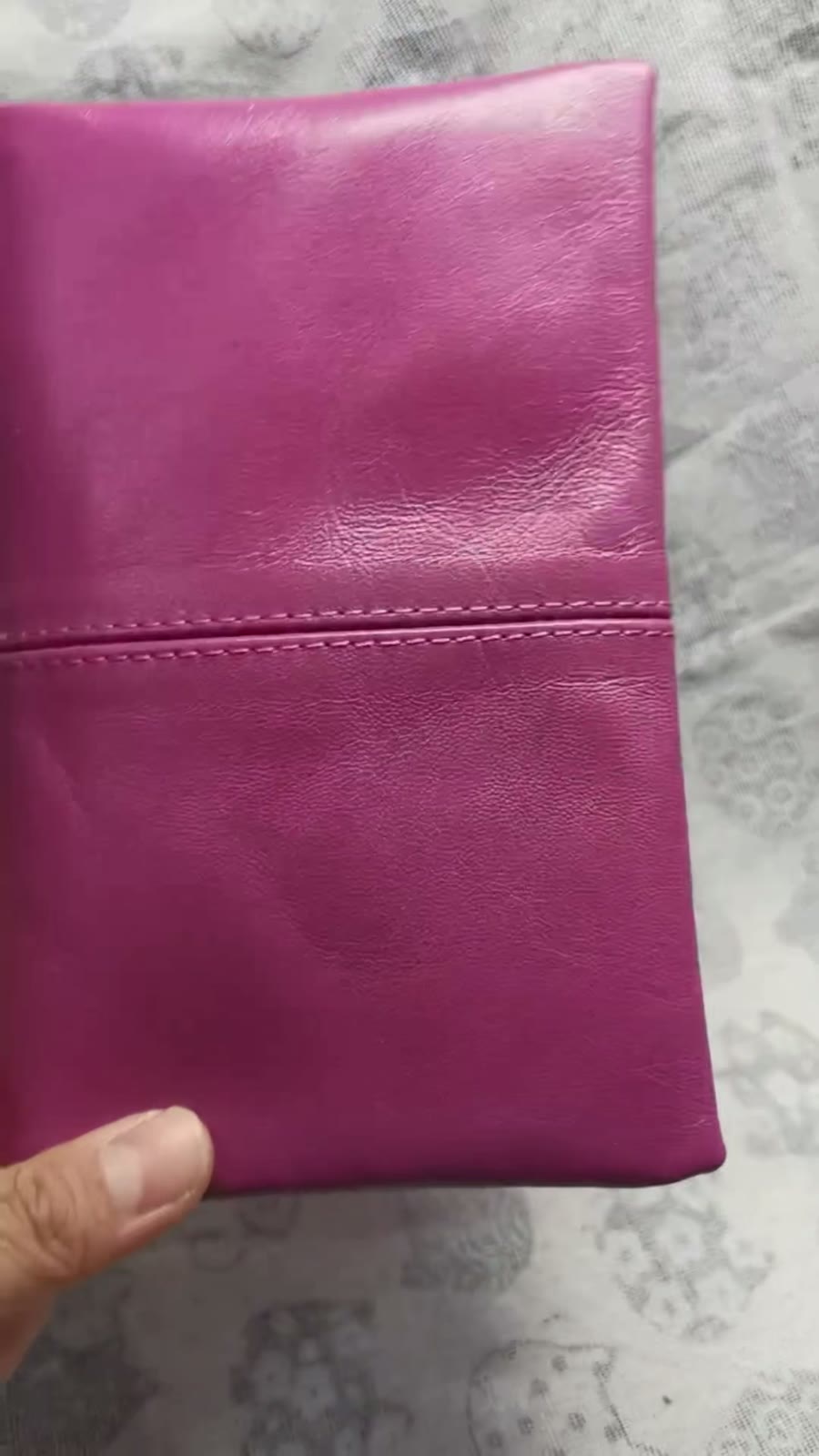 Violet Sheepskin Leather A6 Ring Binder