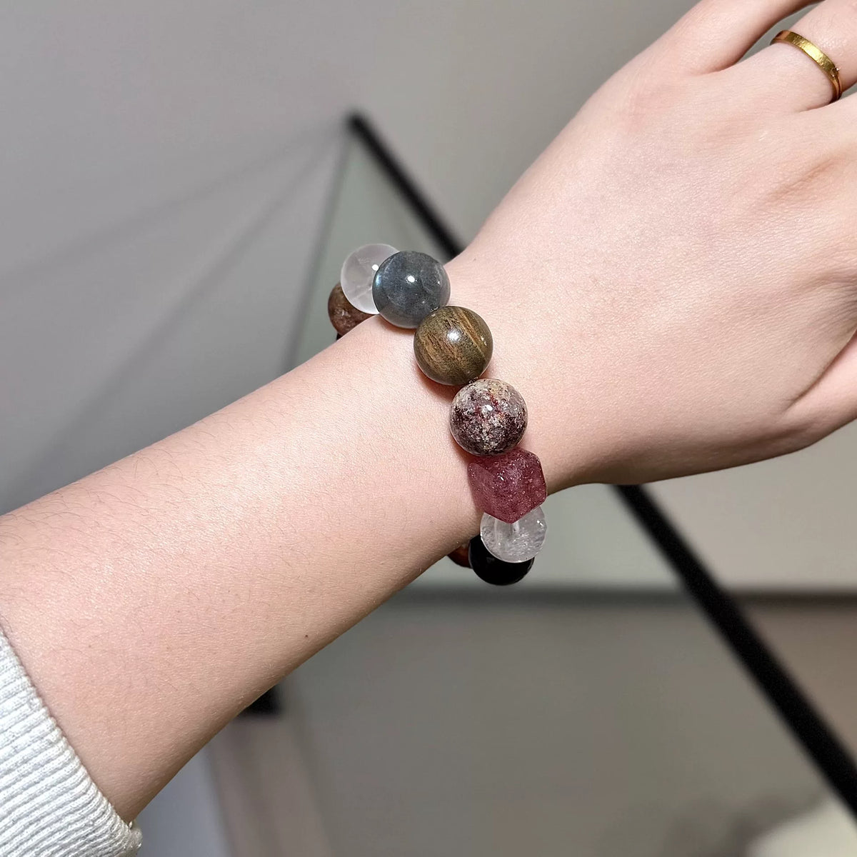 Mixed Gemstone Beaded Bracelet 12mm