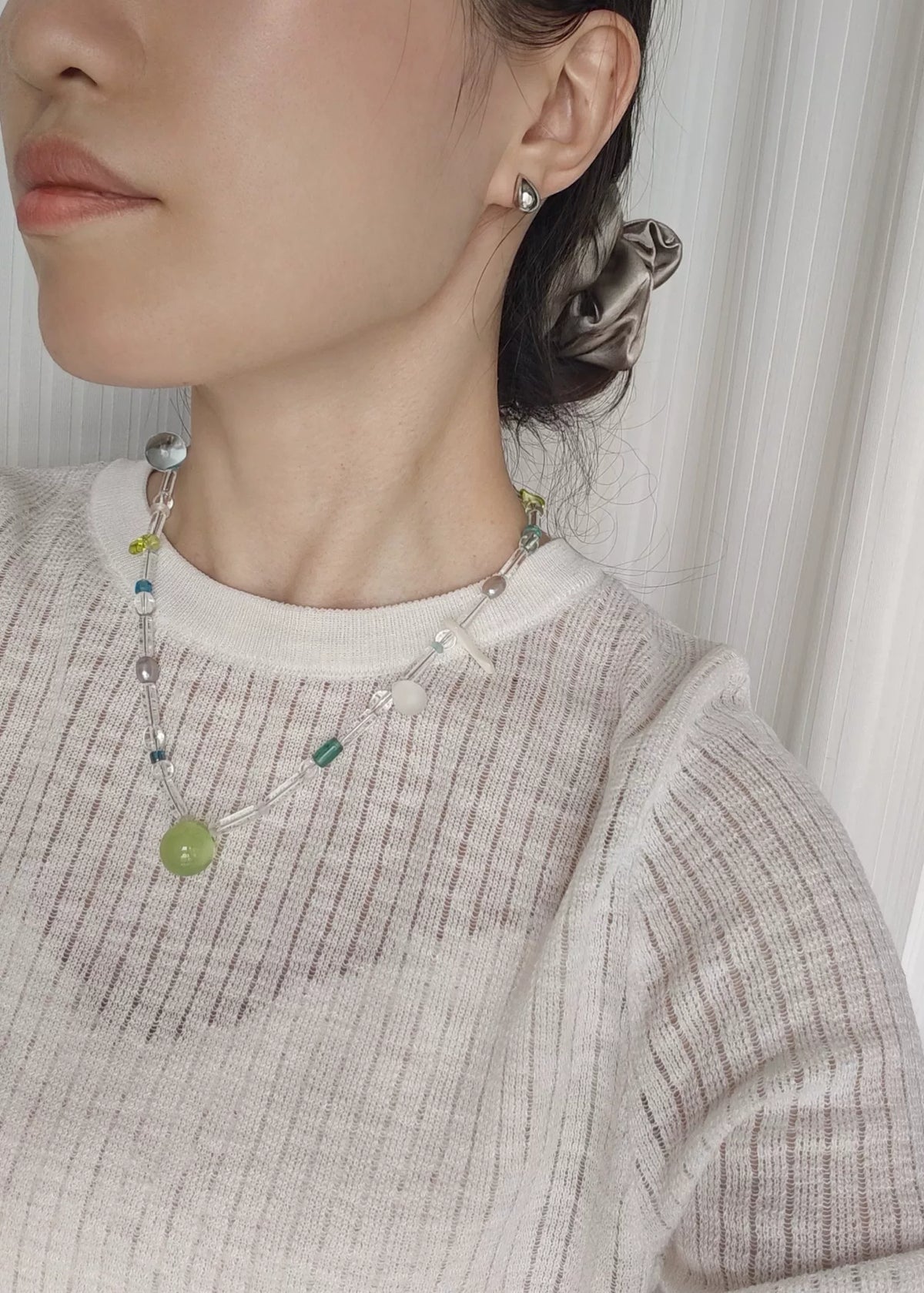 Collar de cuentas hecho a mano Green Grape Soda