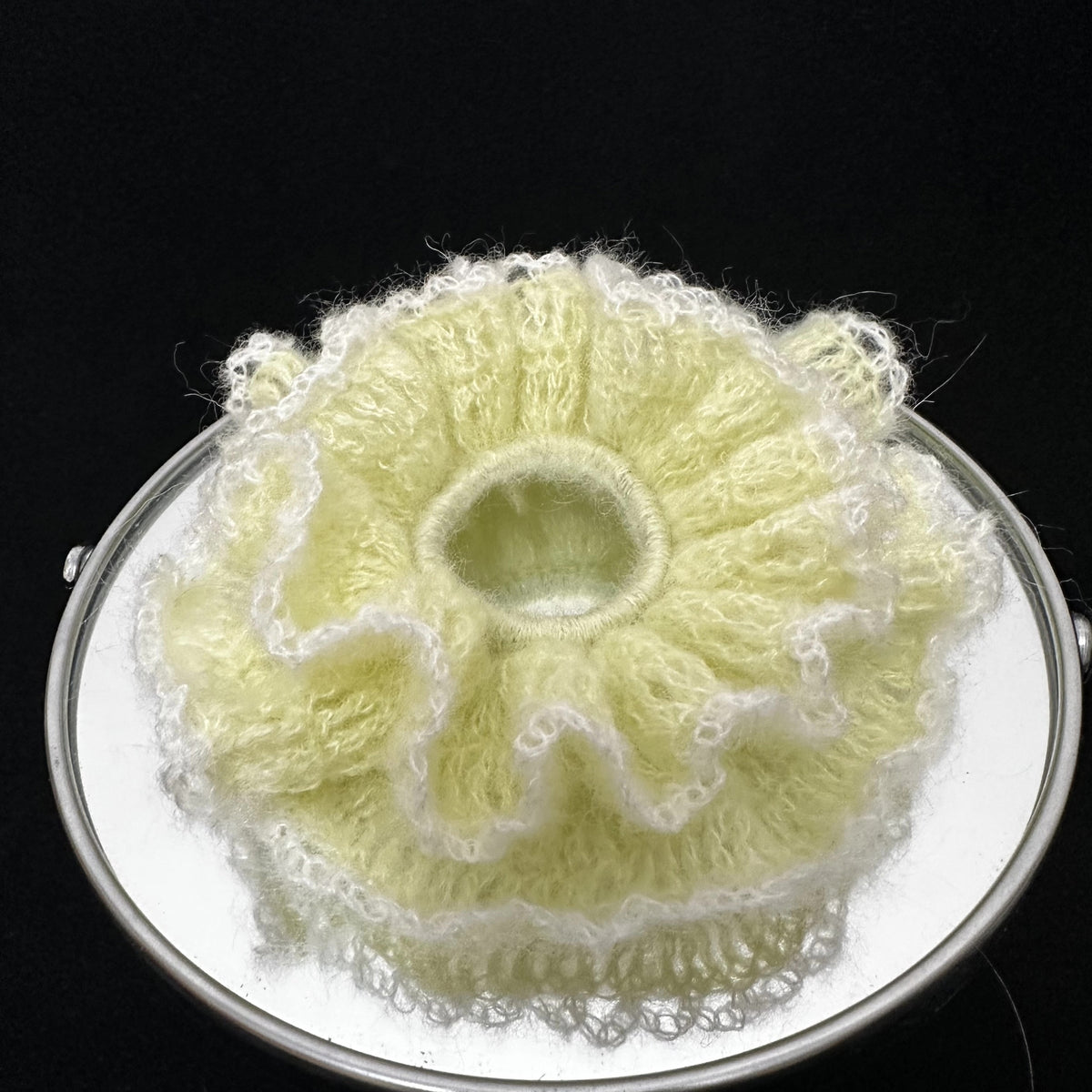 Handmade Crocheted Yellow Ruffled Hair Scrunchie