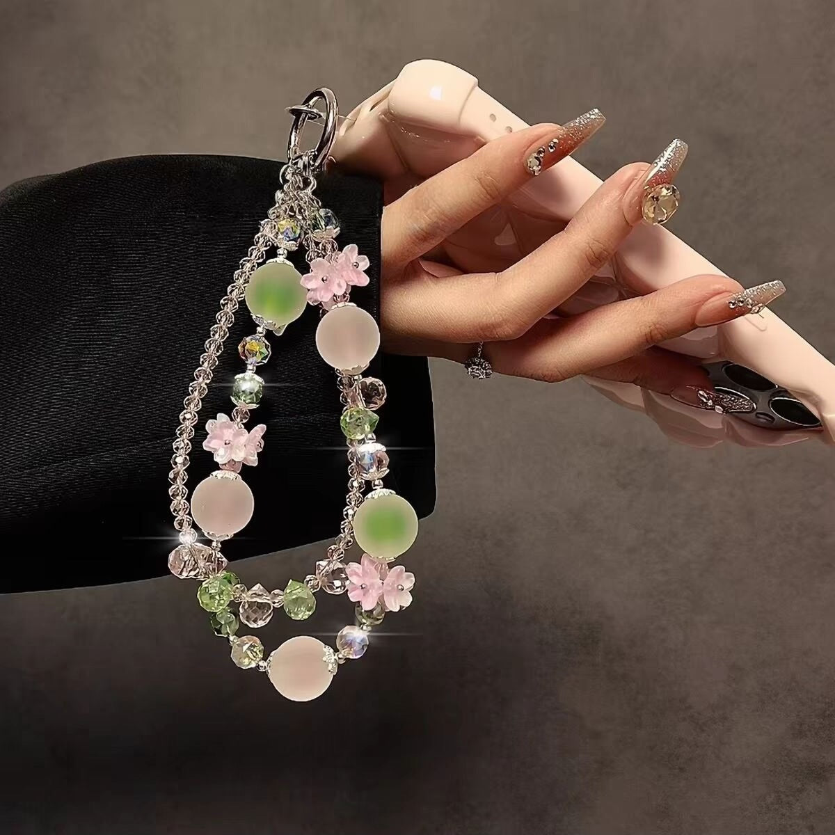 Beaded Phone Charm with Pastel Discs