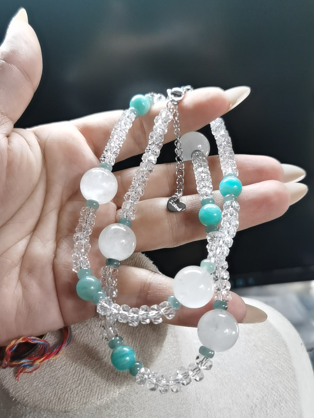 Natural White Crystal Amazonite Necklace