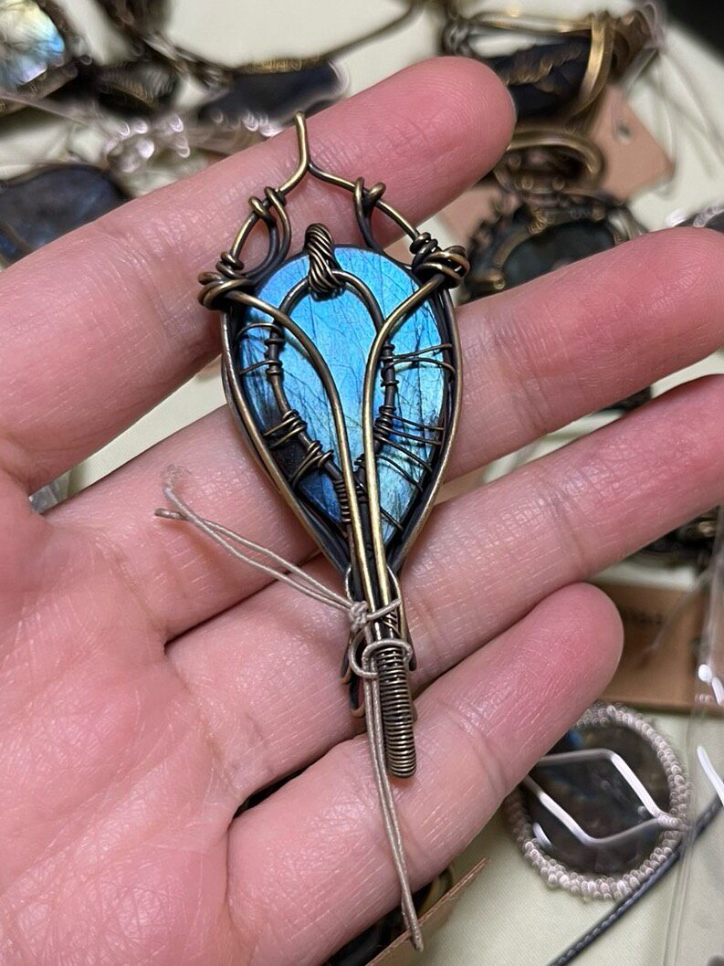 Labradorite Wire Wrapped Teardrop Pendant