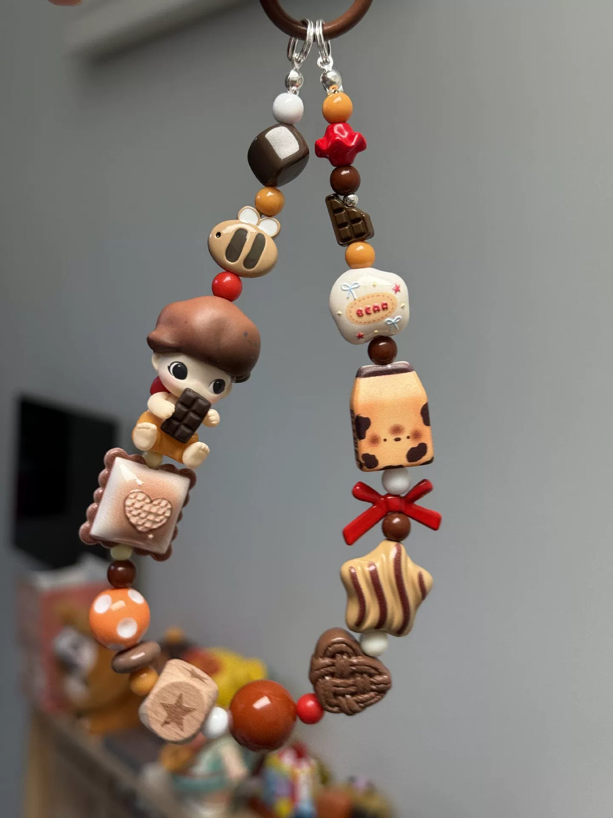 Dessert Theme Beaded Phone Strap Keychain