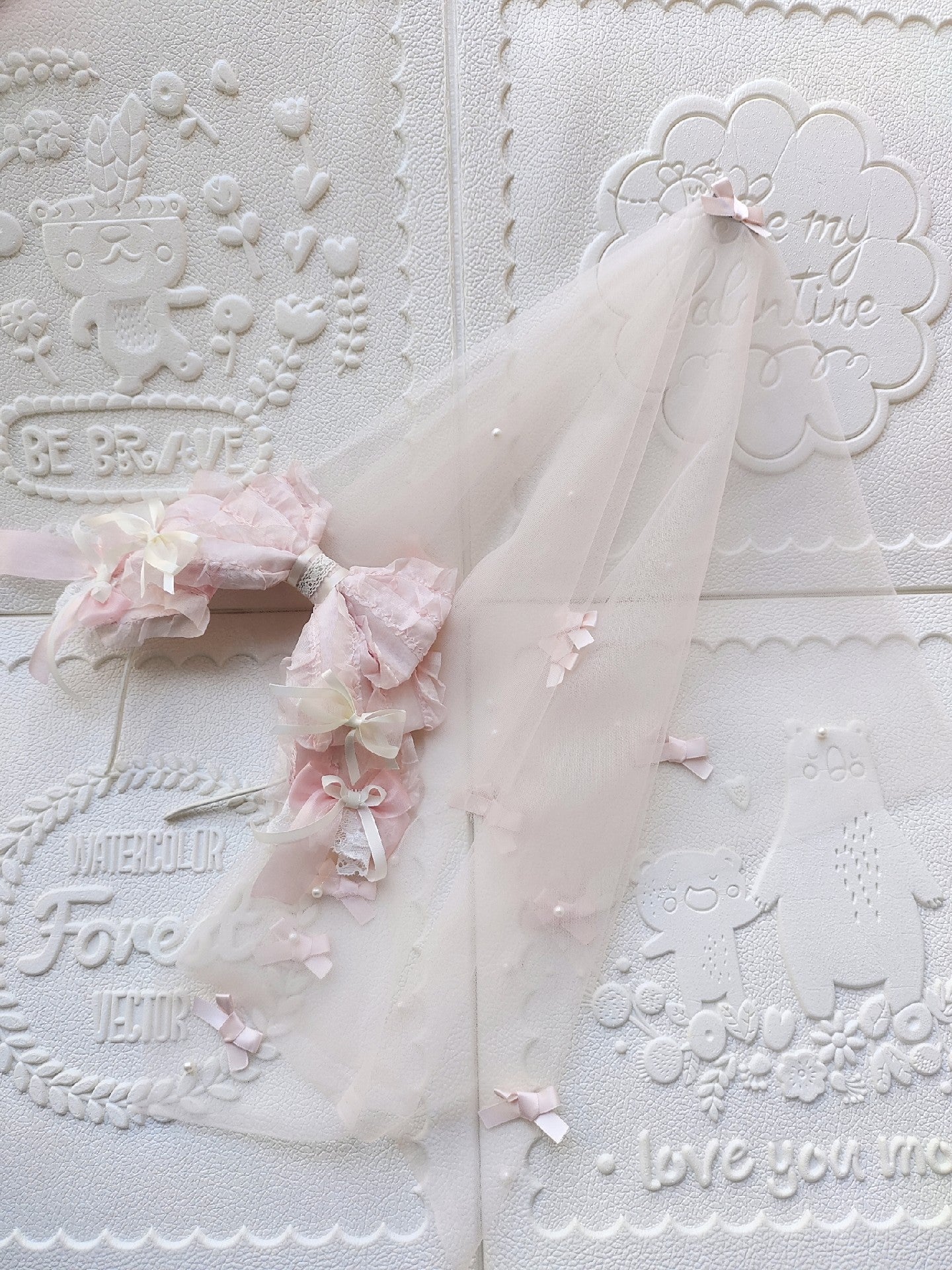 Lolita Pearl Bow Headband with Detachable Veil