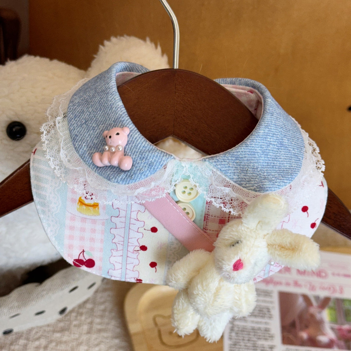 Handmade Spring Bunny Pet Bib with Collar